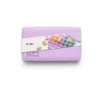 HIMI Twin Cup Gouache Set 36 Paint Colours, Purple Case, Add Water to Reactivate, Smooth, Rich Colours, Gift, Artist Art Supplies, Large Scale Art Work to Fine Details, Ready to Use Gouache Colors