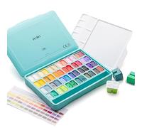 HIMI Twin Cup Jelly Gouache Paint Set, 48 Colours, 12 g, Jelly Cup Design, Non Toxic Paint for Canvas and Paper, Art Supplies for Professionals (Green Case)