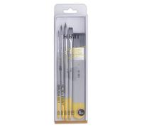 HIMI Watercolour Brush Set of 5, Includes 3 Round Brushes, 1 Flat & Wide Flat Brush, Grey, Beginner, Paint Art Brushes, Acrylic, Gouache Painting, Soft Blend, Bold Strokes, Fine Details, Synthetic