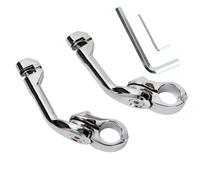 HIMIKI 32mm 1.25" Long Angled Adjustable Highway Foot Peg Mount Kit Fits For Softail Sportster Electra Road Glide Road King Street Glide (2 X Mounting Clamps, Chrome)