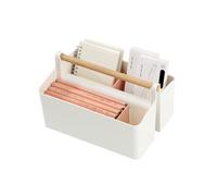 Himilucky Pen Holder, Desk Organisers with 6 Compartments Pencil Organizer, Stackable Organizer Caddy for Home Office Supplies Desktop Tidying and Stationary Storage 16×17.5×15.5cm（White）