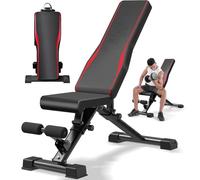 Himimi Folding Weight Bench, Load Capacity up to 408 kg, 14-Way Adjustable, 47 cm Seat Height, Multifunctional Training Bench for Full Body Workout, Incline Bench for Home or Gym