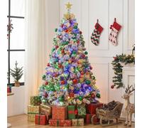 Himimi Pre-lit Christmas Tree 6ft, Snow Flocked Artificial Xmas Tree with 250 RGB LED Lights, 8 Lighting Modes, Bushy 1000 PVC Tips, White Fir Branches, Christmas Decorations for Home Office Holiday