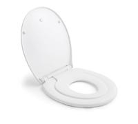 HIMIMI Toilet Seat with Magnetic Child Seat, Fall Brake and Adjustable Hinge, Polyethylene Toilet Seat for Adults and Children (447 x 371 x 55 mm), U Forma, White
