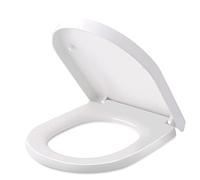 Himimi Toilet Seat with Soft-Close Mechanism, Toilet Seat D-Shape with Adjustable Stainless Steel Hinge, Antibacterial PP Toilet Seat, Easy Installation and Cleaning (450 x 361 x 53 mm)