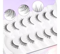 Himirell False Eyelashes 3D Lightweight Natural Comfortable Demi Wispy Cat Eye Lashes Clear Band Daily Eyelashes Strips Fluffy Soft Fake Eyelashes Packs, Short Lashes, wispy Cat Eye Lashes