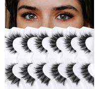 Himirell False Eyelashes 6D Lightweight Natural Comfortable 7-14 mm Demi Wispy Cat Eye Lashes Clear Band Daily Eyelashes Strips Fluffy Soft Fake Eyelashes Packs