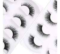 Himirell False Eyelashes Wispy Lashes Natural Look Fake Eyelashes Fox Eye Lashes Dramatic Volume Faux Mink Lashes Strip Fluffy False Lashes Cat Eye Lashes Pack 4 Pairs