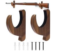 HIMIRICH Gun Rack Solid Wood Wall Mount Rifle Hook, Horizontal Display Gun Hook with Hidden Screws, Ideal for Displaying Rifles, Shotguns, and Bows, 1 Pair