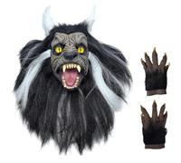 HIMJOK Halloween Impersonator Michael Ghastful Werewolf Mask Latex Thrilling Night Mask with Claw for Ball Creepy Props One Size Fit All