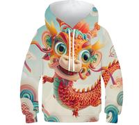 HIMKSRE 3D Hoodies Chinese Dragon Stylish Kids Pullover, Ideal for Boys And Girls, Great for Everyday Wear(Style-3,140)