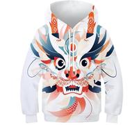 HIMKSRE 3D Hoodies Chinese Dragon Stylish Kids Pullover, Ideal for Boys And Girls, Great for Everyday Wear(Style-4,100)