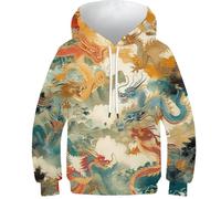 HIMKSRE 3D Hoodies Chinese Dragon Stylish Kids Pullover, Ideal for Boys And Girls, Great for Everyday Wear(Style-5,100)