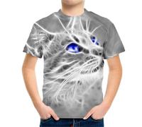 HIMKSRE 3D Tiger Print Graphic T Shirts Short Sleeve Summer Children's Clothing O-Neck T-Shirt Boy Girl Tops Clothes(S22TX1683,130)