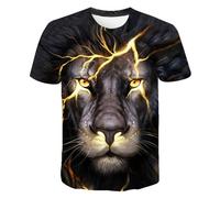 HIMKSRE 3D Tiger Print Graphic T Shirts Short Sleeve Summer Children's Clothing O-Neck T-Shirt Boy Girl Tops Clothes(S22TX1687,130)