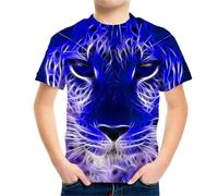 HIMKSRE 3D Tiger Print Graphic T Shirts Short Sleeve Summer Children's Clothing O-Neck T-Shirt Boy Girl Tops Clothes(S22TX1678,100)