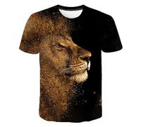 HIMKSRE 3D Tiger Print Graphic T Shirts Short Sleeve Summer Children's Clothing O-Neck T-Shirt Boy Girl Tops Clothes(S22TX1696,130)