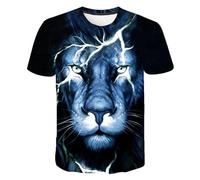HIMKSRE 3D Tiger Print Graphic T Shirts Short Sleeve Summer Children's Clothing O-Neck T-Shirt Boy Girl Tops Clothes(S22TX1693,140)
