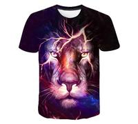 HIMKSRE 3D Tiger Print Graphic T Shirts Short Sleeve Summer Children's Clothing O-Neck T-Shirt Boy Girl Tops Clothes(S22TX1691,110)