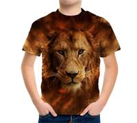 HIMKSRE 3D Tiger Print Graphic T Shirts Short Sleeve Summer Children's Clothing O-Neck T-Shirt Boy Girl Tops Clothes(S22TX1677,100)