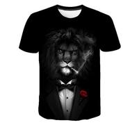 HIMKSRE 3D Tiger Print Graphic T Shirts Short Sleeve Summer Children's Clothing O-Neck T-Shirt Boy Girl Tops Clothes(S22TX1694,160)