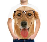 HIMKSRE 3D Tiger Print Graphic T Shirts Short Sleeve Summer Children's Clothing O-Neck T-Shirt Boy Girl Tops Clothes(S22TX1675,150)