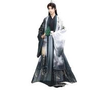 HIMKSRE Ancient Royal Hanfu Dress Set Men Women Weijin Period Traditional Cross Collar Costume Niche Stylish Boys Girls Cosplay Clothes(Gray full set,M)