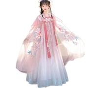 HIMKSRE Chinese Hanfu Dress Set for Women - Traditional Fairy Costume with Embroidered Robe, Gradient Skirt, Inner Top Ancient Princess, Outfit Qixiong Ruqun Sheer Tube Outfit Tang Dynasty(M)