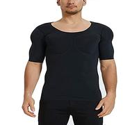 HIMKSRE Fake Shoulders Padded Underwear Compression T-Shirts Men Shaper False Muscle Invisible Simulation Elastic Detachable Bottoming Shirt (Color : Black1, Size : M)