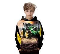HIMKSRE Kids Novelty 3D Printed Sweatshirt Girl Boy Tractor Pullover Hoodies for 6-15 Years(S35LM4481,130)