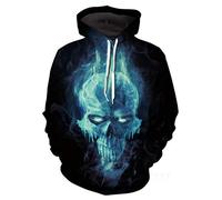 Himlaya Hoodie Men Women Unisex Hooded Pullover with Pockets S-6XL Autumn Winter Creative Funny 3D Skull Printed Long Sleeve Drawstring Lightweight Hoodie Pullover (Blue ice,6XL)