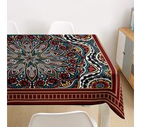 Himlaya Moroccan Style Tablecloth Rectangular Wipe Clean, Table Cloths Square Waterproof Stain Proof Oil-Proof Table Cover for Garden Kitchen Dining Table Party (Red bohemia,140x260cm)