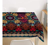 Himlaya Moroccan Style Tablecloth Rectangular Wipe Clean, Table Cloths Square Waterproof Stain Proof Oil-Proof Table Cover for Garden Kitchen Dining Table Party (Classical flower,90x90cm)