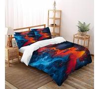 HIMLIKE Blue Red Bedding Set Digital Printe Gothic Themes Duvet Cover Set Microfiber Quilt Cover Suitable for Family,couple,children with Pillow Double(200x200cm)