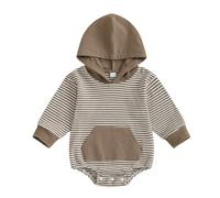 Himllauen Infant Baby Boy Girl Hoodie Romper Solid Color Long Sleeve Front Pocket Bodysuit Newborn Toddler Boy Girl Autumn Jumpsuit