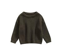 Himllauen Infant Baby Boy Girl Solid Color Sweaters Toddler Kids Long Sleeve Crew Neck Knitted Thick Fall Winter Pullover Unisex Clothes (Military Green, 9-12 Months)