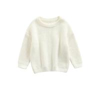 Himllauen Infant Baby Boy Girl Solid Color Sweaters Toddler Kids Long Sleeve Crew Neck Knitted Thick Fall Winter Pullover Unisex Clothes (White, 6-9 Months)