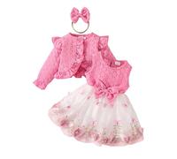 Himllauen Infant Baby Girl Fall Outfits Toddler Butterfly Print Mesh Round Neck Sleeveless Tank Dress + Long Sleeve Coat + Headband 3Pcs Princess Clothes Set (Multicolor, 18-24 Months)