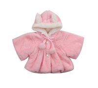 Himllauen Infant Baby Girl Faux Fur Coat Cloak Pearl Button Bow Cute Bunny Ear Hooded Cardigan Outwear Autumn Winter Outwear Thick Warm Jacket for 0-4 Years Girls (Pink, Newborn)