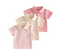 Himllauen Toddler Baby Boy Summer T-Shirts, Short Sleeve Turn Down Collar Dinosaur Embroidery Shirts, Half Button-up, 2 Pieces Elegant Gentleman T Shirt for Boys Girls