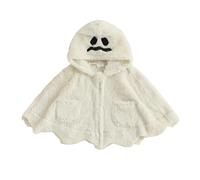 Himllauen Toddler Infant Girls Boys Ghost Cloak Halloween Costumes Plush Hooded Cape Halloween Cosplay Outfit for Boys Girls 0-6 Years Winter (White, 2-3 Years)