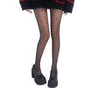 Himllauen Women’s Tight Elegant Women Pantyhose Print Elastic High Waist Shiny Breathable Stockings for Women Spring Summer Fall (Red Heart, ONE SIZE)