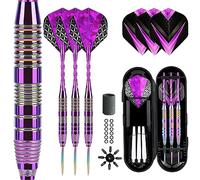 Himmbods Darts Metal Tip Set 3 Aluminum Shaft Metal Dart Set Professional Darts Plastic Tip Sets + Extra 3 Dart Flights 3 Replace Plastic Shafts Beginner or Professional Darts (Light Purple)