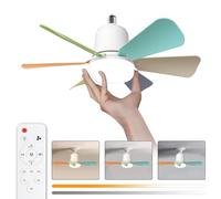 himmel Ceiling Fan with Light, 30 W Ceiling Lamp with E27 Socket, Dimmable LED Ceiling Fan for Bedroom, Living Room, 3 Speed, 6 Blades (Multicoloured)
