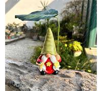 himmel Garden Female Gnome Statue Decoration with Leaf Umbrella, 6.5” Figurine Ornament for Indoor Outdoor Home Patio Yard Lawn, for Gnome Lovers & Garden Enthusiasts,Mom,Women (Green Female)