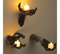 himmel Halloween Decorations, 3 Pack Wall Mounted Creepy Reaching Hands, Life-Sized Horror Wall Hands for Gothic Wall Decor Outdoor/Indoor