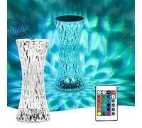 himmel LED Crystal Table Lamp, Modern Creativity Acrylic Diamond Bedside Lamp Touch and Dimmable [16 Colours & 4 Modes] with Remote Control, RGB Colour Changing Night Light for Bedroom