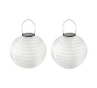 Himmel Solar LED Waterproof Nylon Lantern, 2 Pieces, 20 cm, Solar Lighting for Garden, Yard, Patio, Wedding, Halloween Party Decoration (White)
