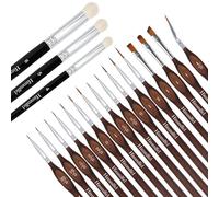 Himmlfel 16 Fine Detail Brush and 3 Dry Brush,Miniature Paint Brushes | Drybrush Model Paint Brushes for Acrylic, Watercolour, Gouache,Citadel,Warhammer 40k Game Work,Fine Detailing,Model Painting
