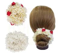 HIMMU'S FASHION HUB 2 Pcs Hair Rose Mogra Scented Rubber Band Gajra Hair Accessories for Women Girls (White) (Free Size) (30 GM)